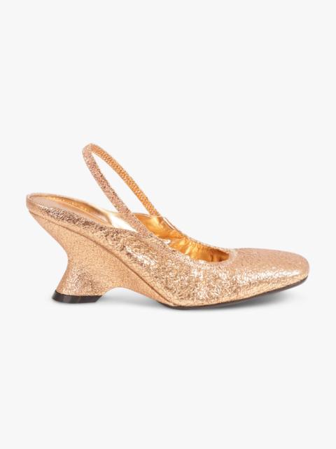 METALLIC CLOSED TOE 75MM SLINGBACK HEEL | SALMON