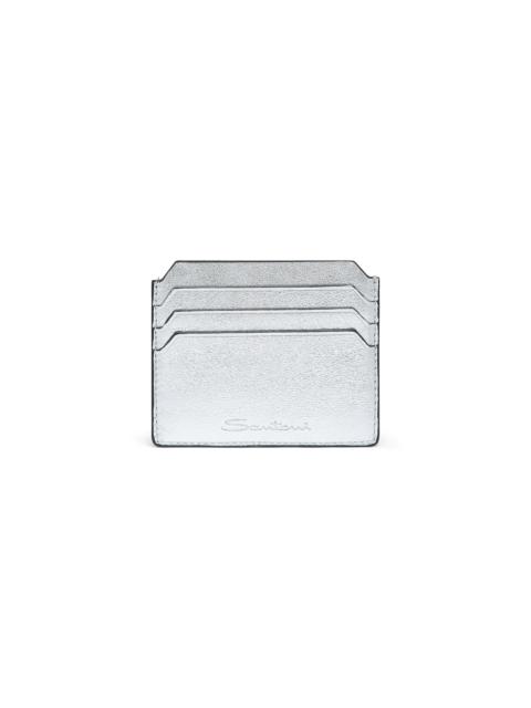Silver laminated leather credit card holder