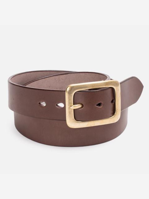 HEAVY DUTY &QUOT;TOCHIGI&QUOT; LEATHER BELT WITH BRASS GARRISON BUCKLE - BROWN