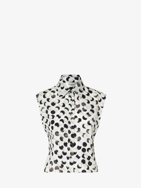 Top Black and white silk jacquard top