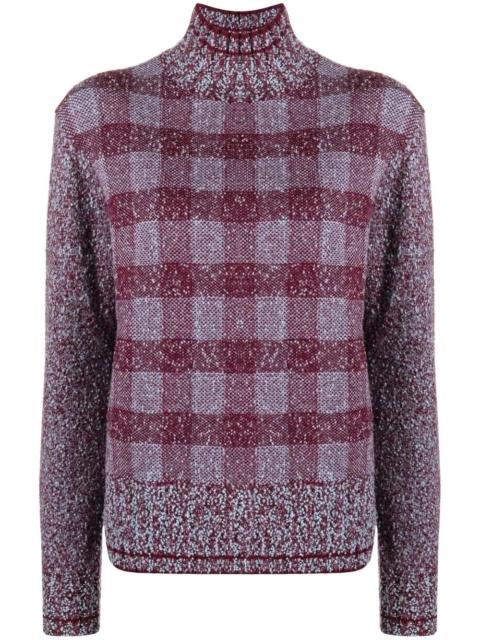 checked roll neck jumper