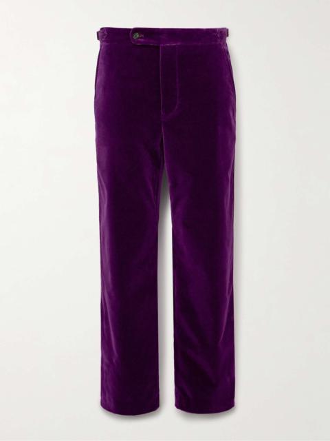 Showcase Straight-Leg Soutache-Trimmed Cotton-Velvet Suit Trousers