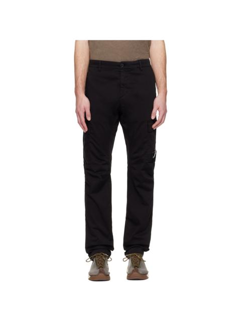 Black Stretch Sateen Ergonomic Lens Cargo Pants