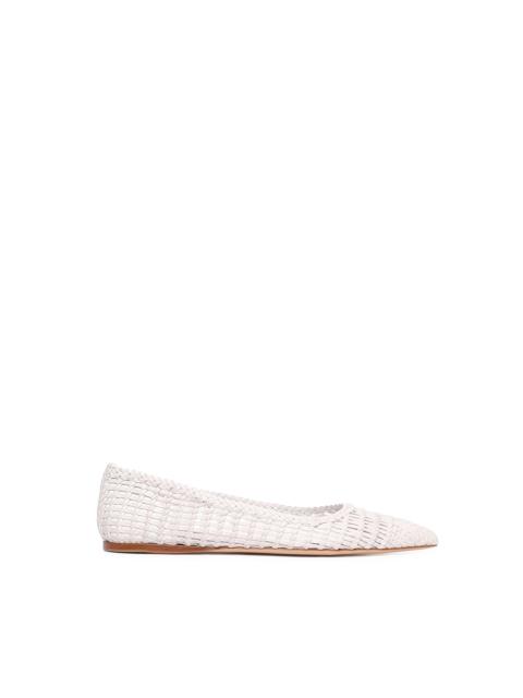 Aurora Braided Flat Shoe in Pearlized White Leather