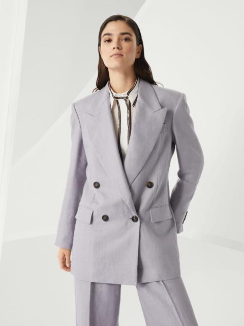 Dyed hemp and linen gabardine blazer with monili