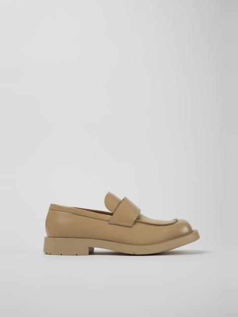 Beige leather loafers