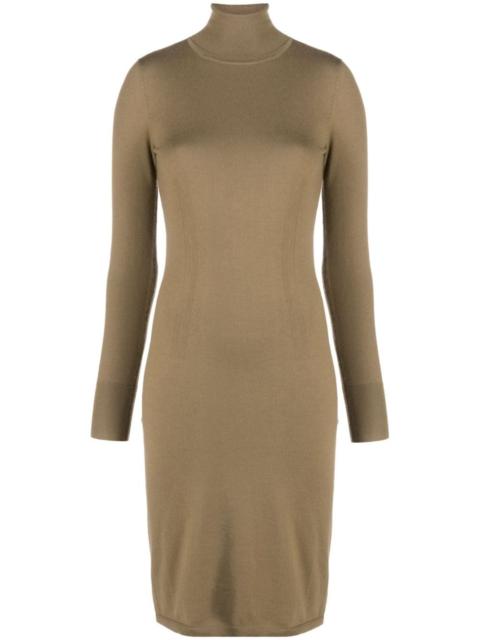 roll-neck knitted midi dress