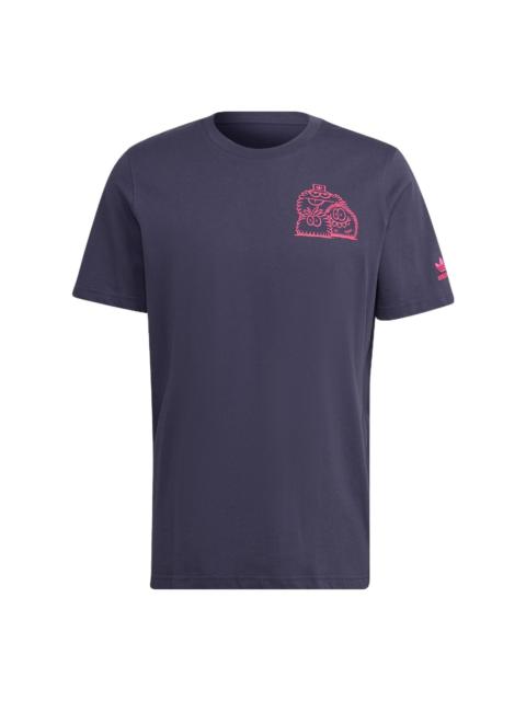 adidas originals Kevin Lyons Tee Back Cartoon Pattern Printing Round Neck Casual Short Sleeve Couple