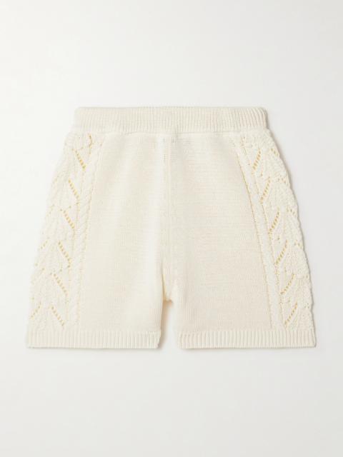 Andel Cable And Pointelle-knit Cotton Shorts