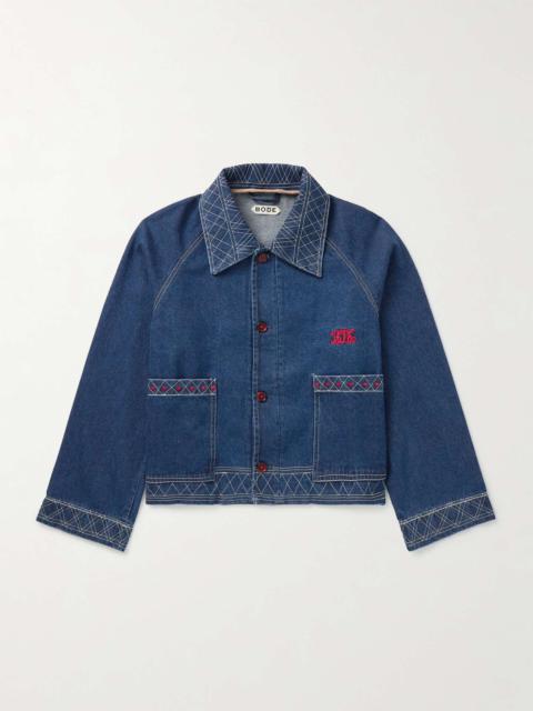 Cropped Embroidered Denim Jacket