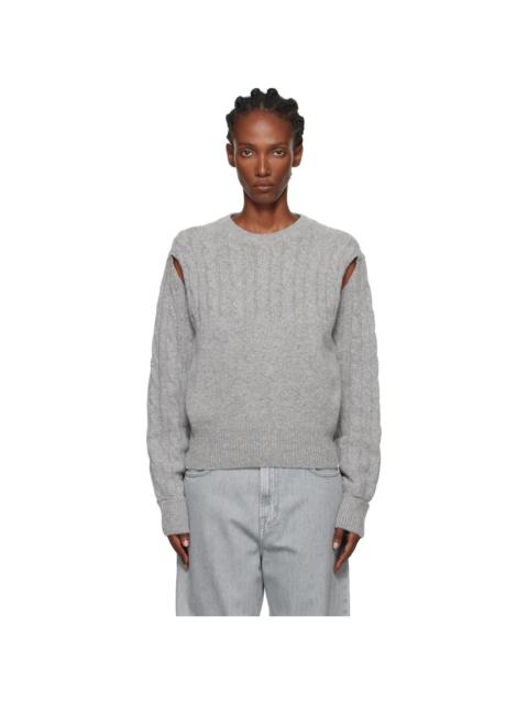 Gray Convertible Cable Knit Sweater