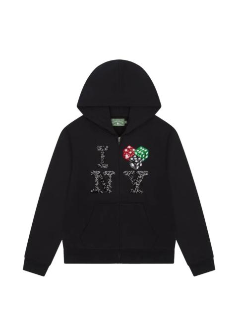 zip-up embellished hoodie