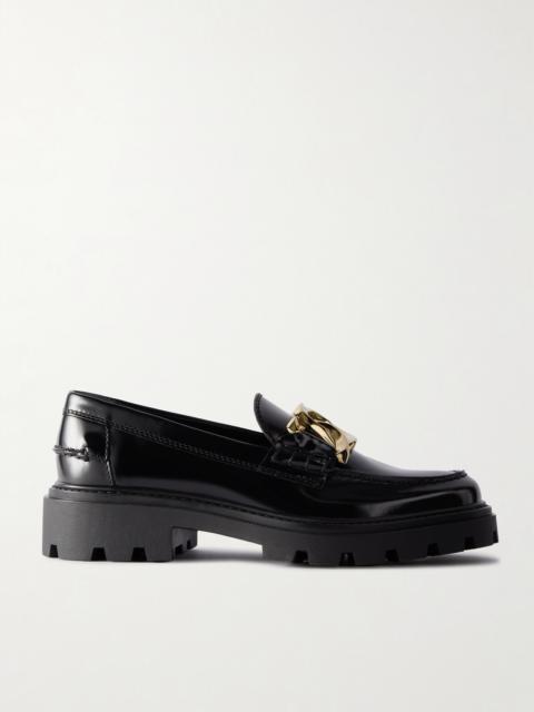 Gomma Pesante Embellished Glossed-leather Loafers
