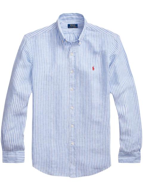 Polo Pony-embroidered linen shirt