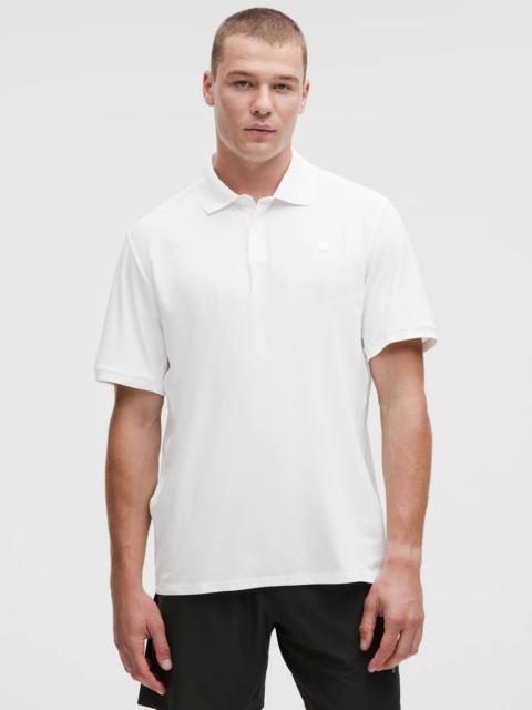 UV-Protective Striped Mesh Tennis Polo Shirt