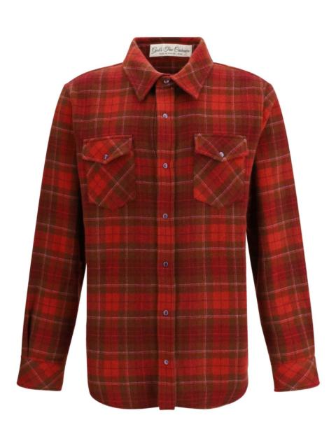 Love tartan patch-pocket shirt