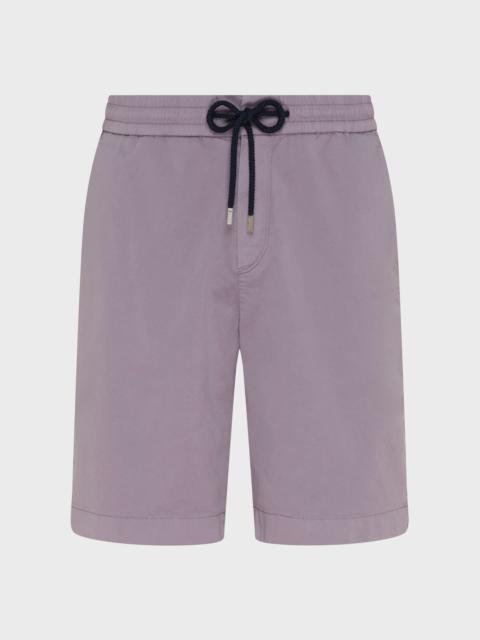 MEN SATIN COTTON ELASTIC WAIST BERMUDA SHORTS SOLID