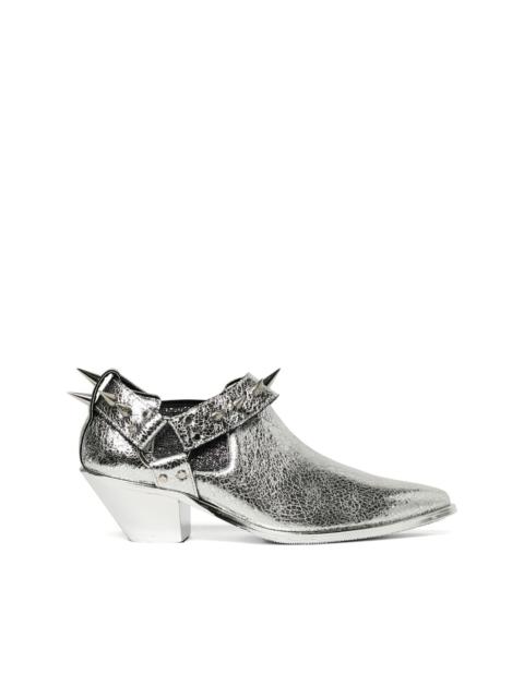 spike-studded leather boots