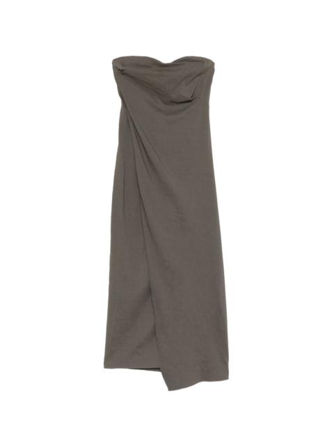 strapless draped maxi dress