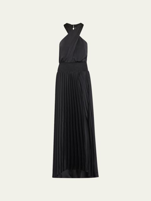 Arina Pleated Halter Midi Dress