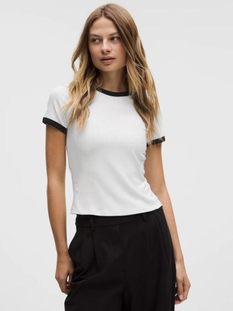 Hold Tight Micro-Rib Straight-Hem T-Shirt