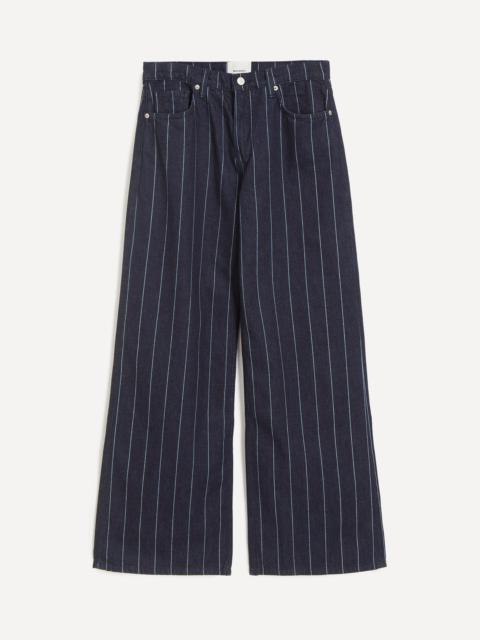 Cary Low-Rise Slouchy Wide-Leg Jeans in Pinstripe Lake