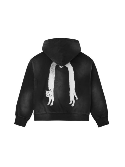 Fuzzy Cat Daicock Print Cropped Hoodie