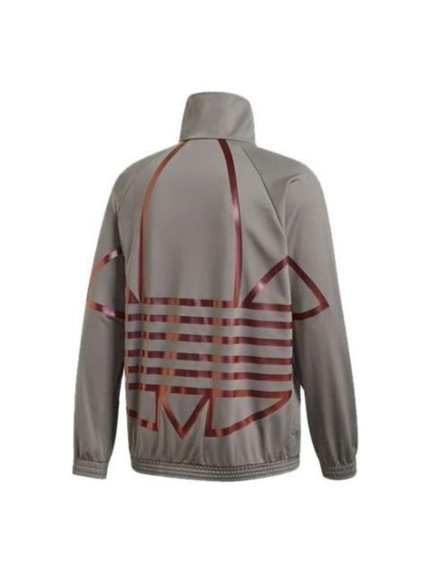 adidas originals Logo Printing Sports Stand Collar Jacket Gray FS7332