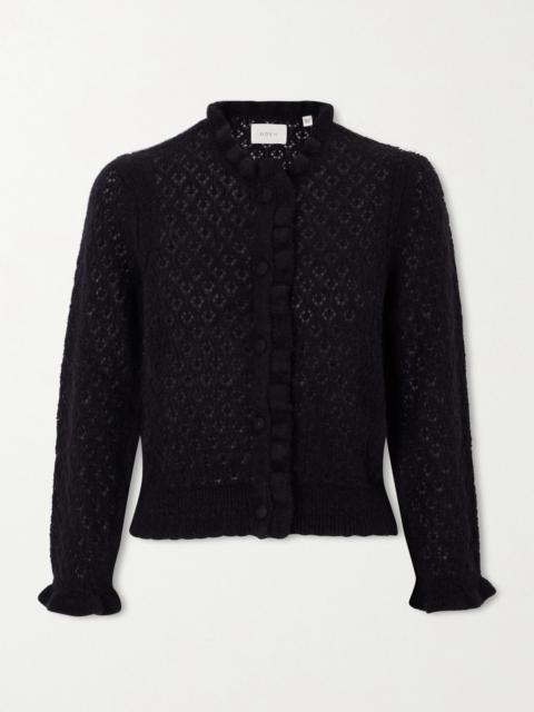 Claudie Ruffled Pointelle-knit Alpaca And Wool-blend Cardigan