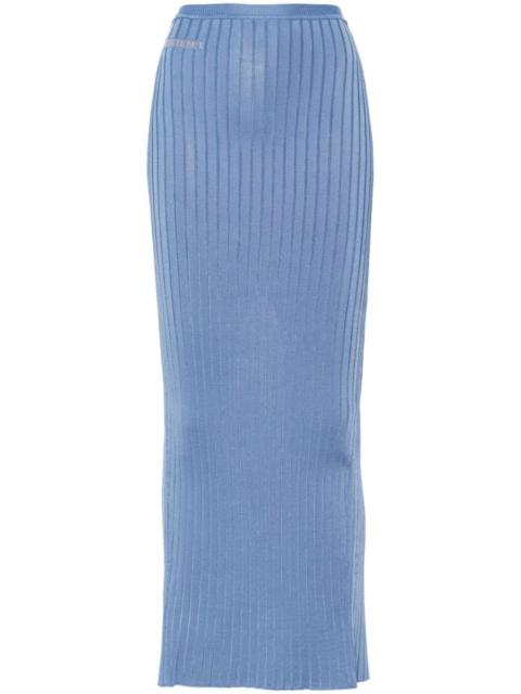 jacquard-logo ribbed maxi skirt
