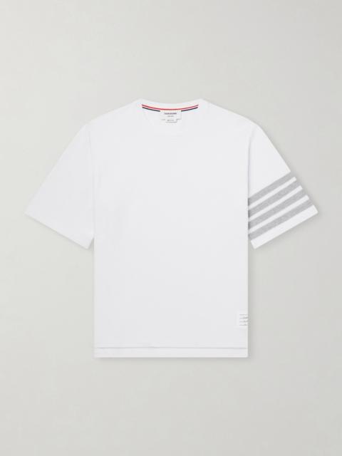 Striped Cotton-Piqué T-Shirt White