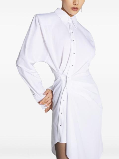 padded-shoulder asymmetrical shirt dress