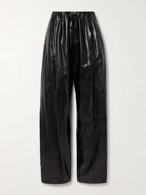Trenton pleated leather pants Black
