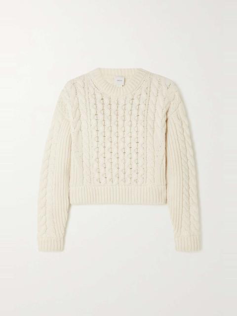 Cropped cable-knit wool sweater