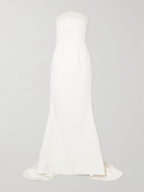 Olympia Strapless Faux Pearl-embellished Tulle Gown
