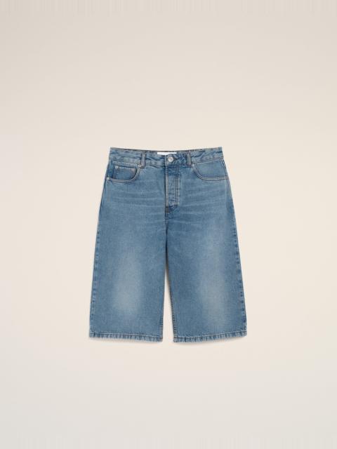 BLUE COTTON LARGE FIT BERMUDA SHORTS