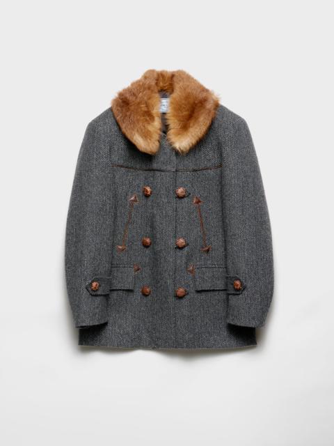 Double-breasted chevron peacoat