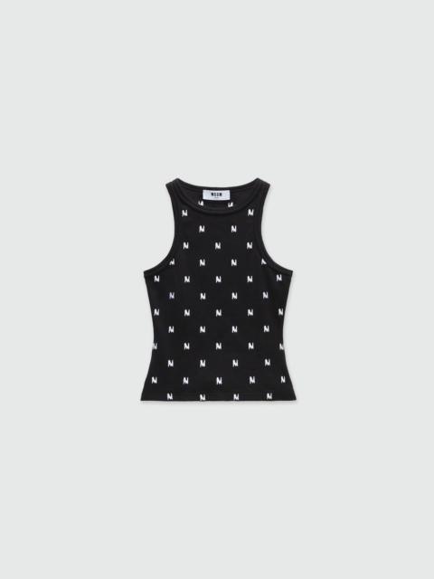 Ribbed jersey top with embroidered "TheMwave" logo