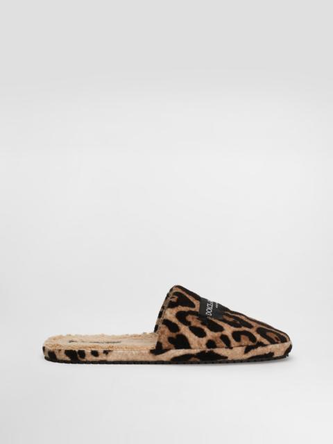 Leo-print dg hotel terry slippers