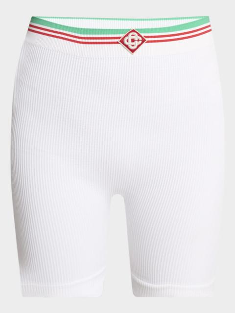 Logo-Band Seamless Rib Biker Shorts