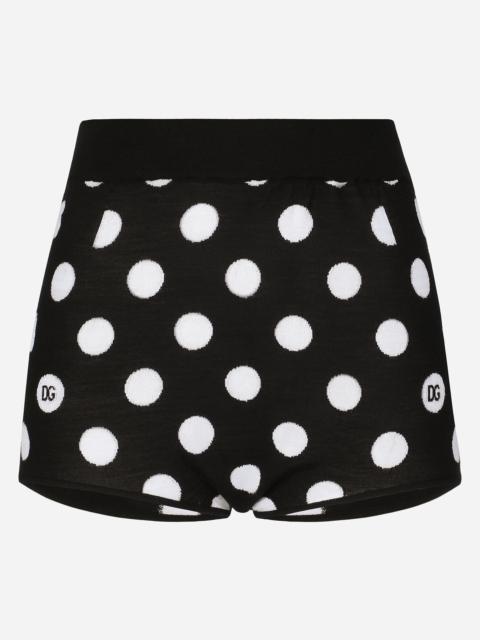 Wool and silk high-waisted panties with polka-dot inlay