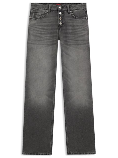 GREY STRAIGHT-FIT JEANS IN RIGID DENIM