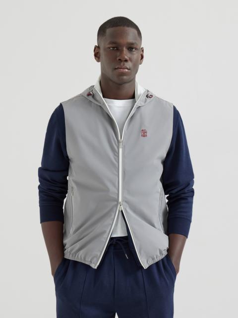 Bonded nylon hooded vest with logo