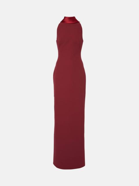 Holliana satin-trimmed crêpe gown
