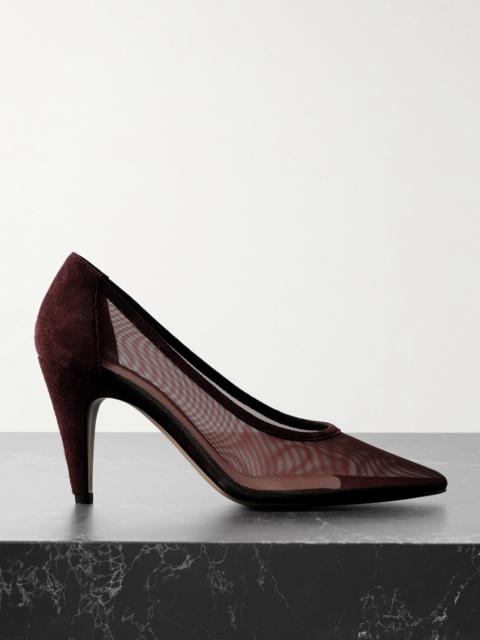 Rete 85 Suede-trimmed Mesh Pumps