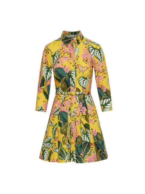 MIXED BOTANICAL BELTED MINI DRESS