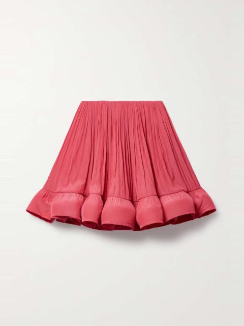 Ruffled gathered charmeuse mini skirt