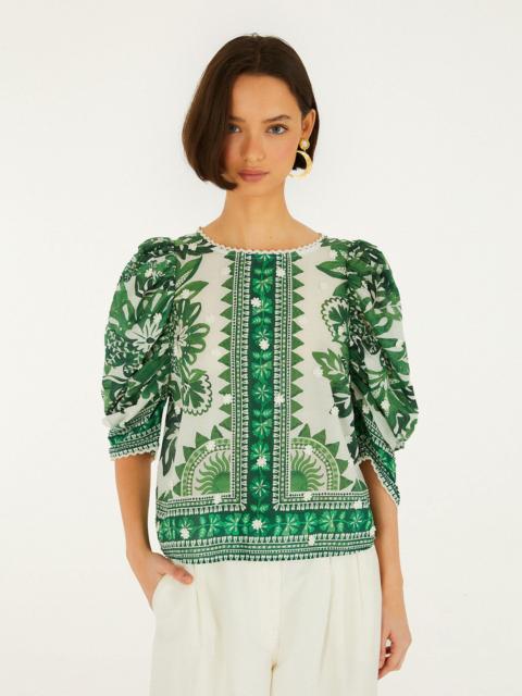 Green Flora Tapestry Blouse