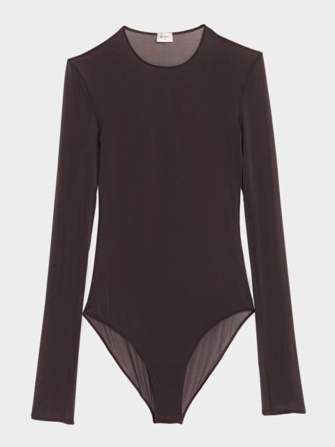 Sheer Knit Long-Sleeve Bodysuit