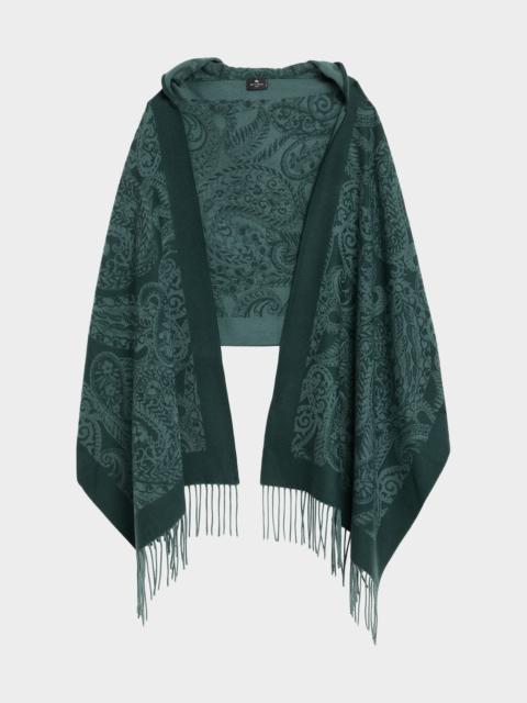 Hooded Paisley Wool Scarf